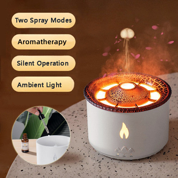 New Creative Ultrasonic Essential Oil Humidifier* Volcano Aromatherapy Machine Spray Jellyfish Air Flame Humidifier Diffuser*