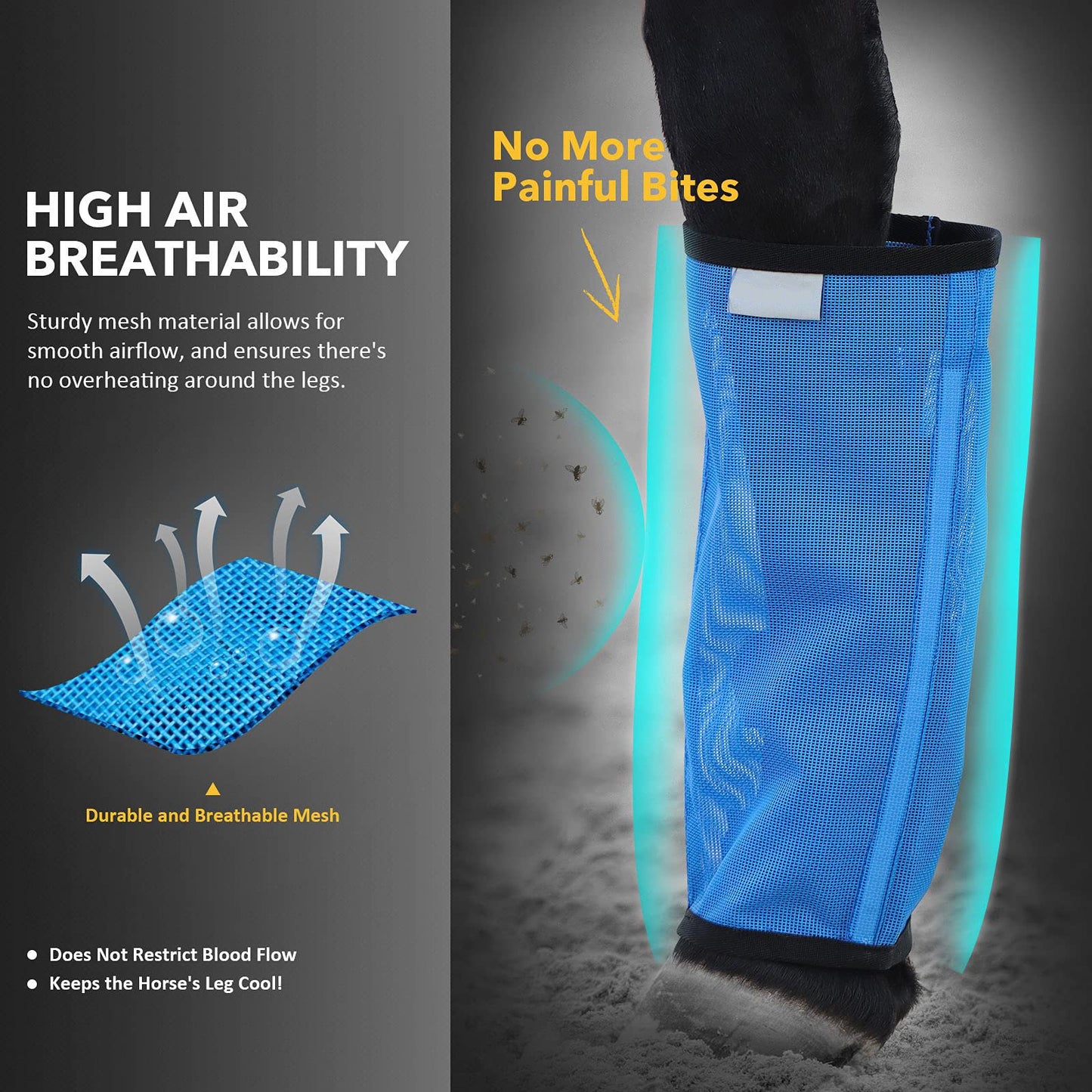 Horse Tied Leg Anti-mosquito And Anti-fly Breathable Mesh Fly Boots *
