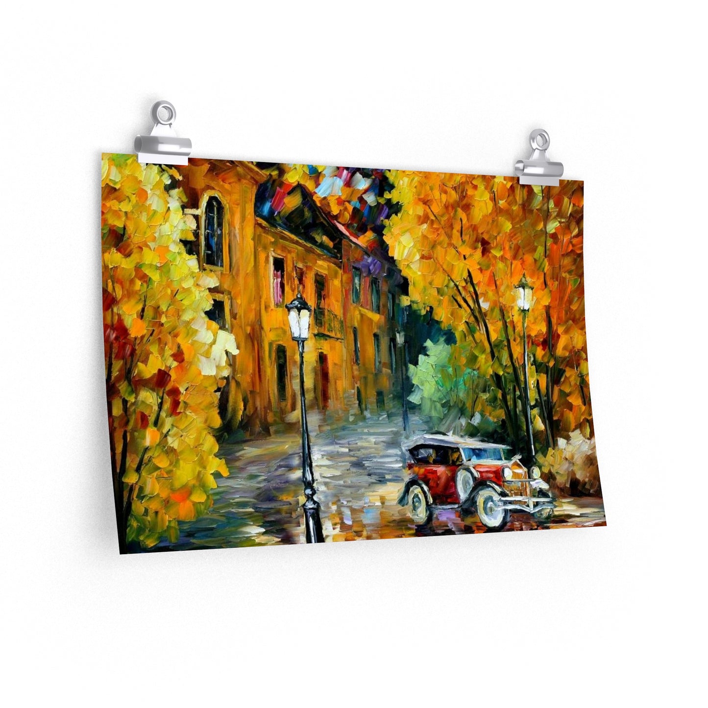 Colorful Car in the city street Premium Matte horizontal posters fine art, bestseller, famous art gift*