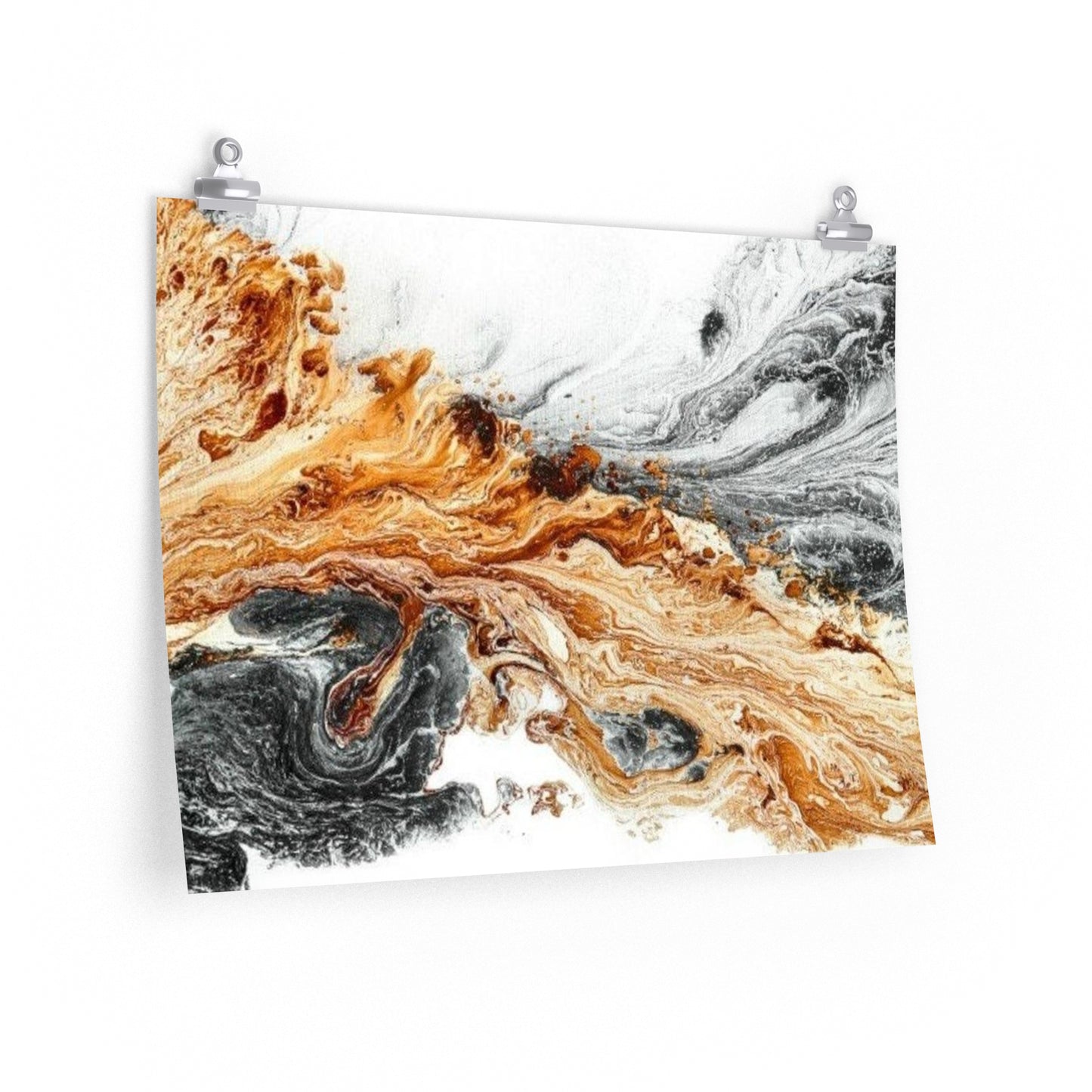 Waves of color *Modern Art Premium Matte horizontal posters grey gold fine art gift bestseller