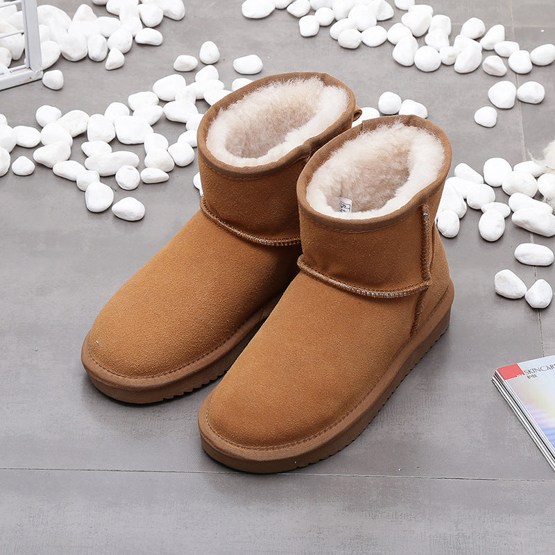 Snow Boots Women's Short Boots Flat Soled Plush Cotton Fleece Leather Boots* Ugg boots