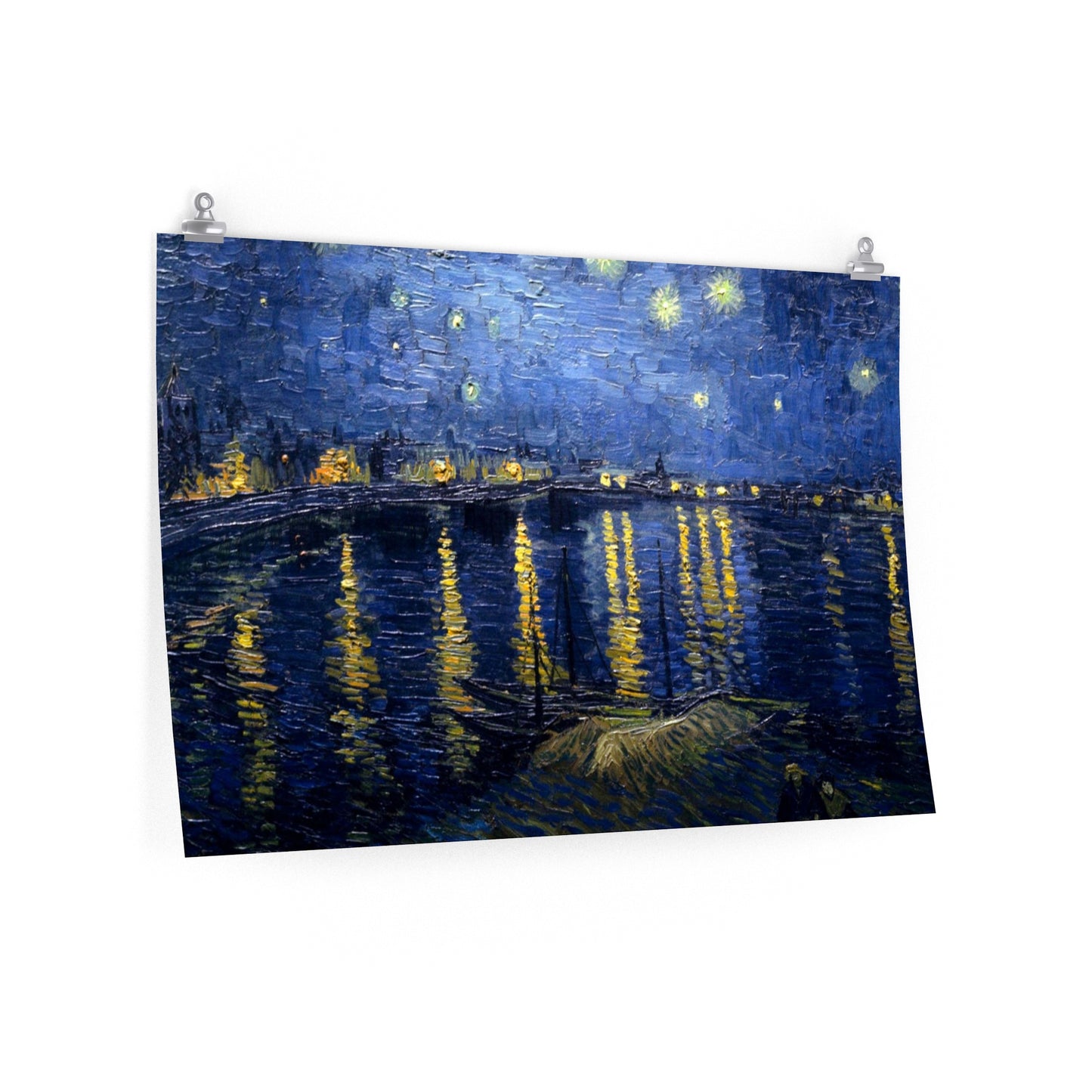"Elevate Your Space with Van Gogh's City Sky over a Lake Premium Matte Posters *