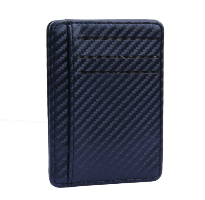 2021 New Fashion Pu Leather Carbon Fiber* Wallet Mini Slim Wallets Business Men Credit Card ID Holder with RFID Anti-chief Purse