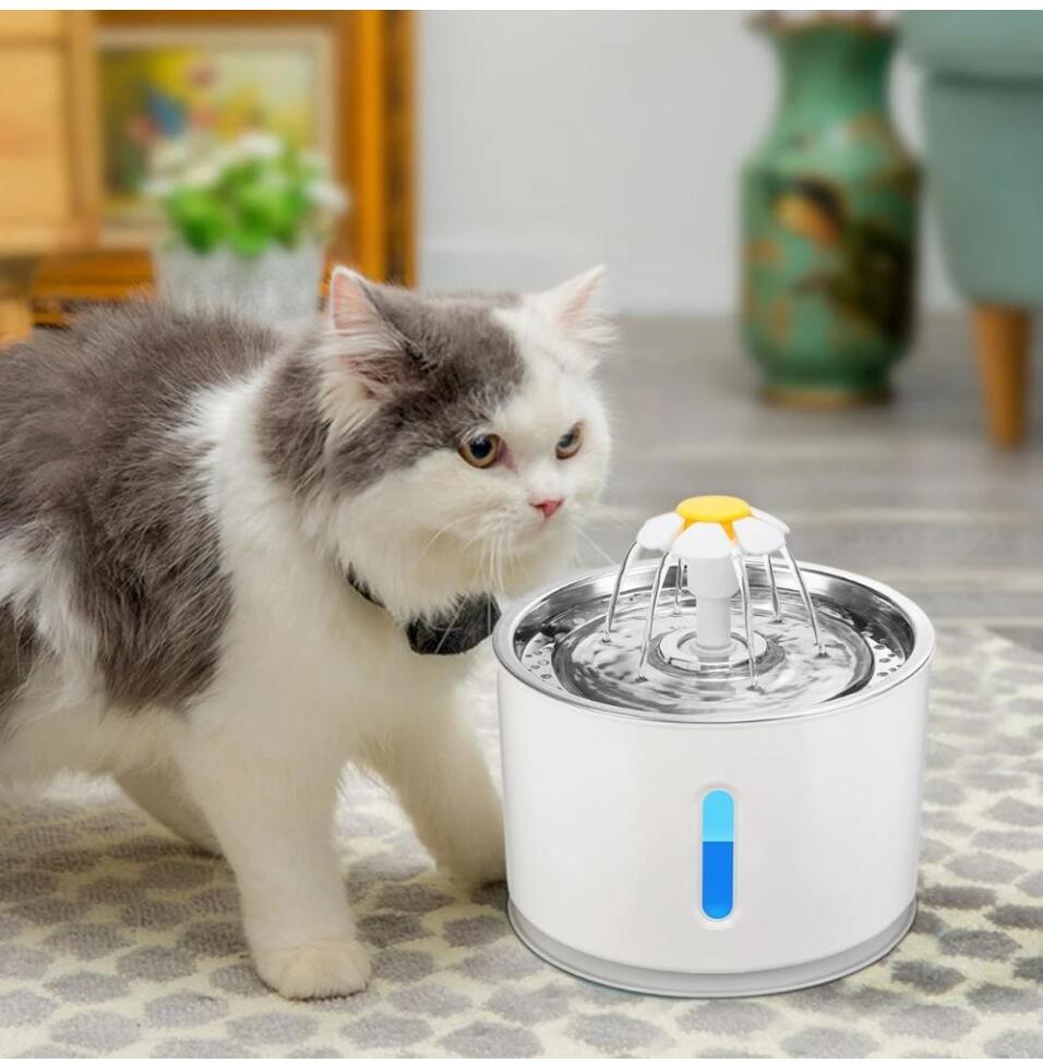 Automatic Pet Cat Water Fountain With LED Lighting USB Dogs Cats Quiet Drinker Feeder Bowl Drinking Dispenser*