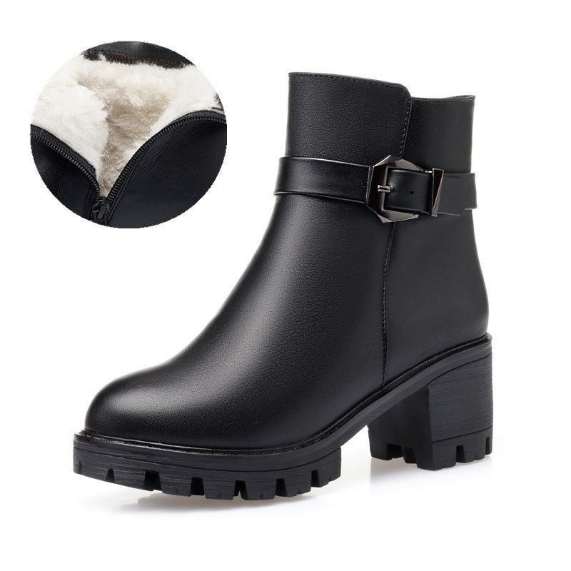 Stylish Leather boots* Warm Boots