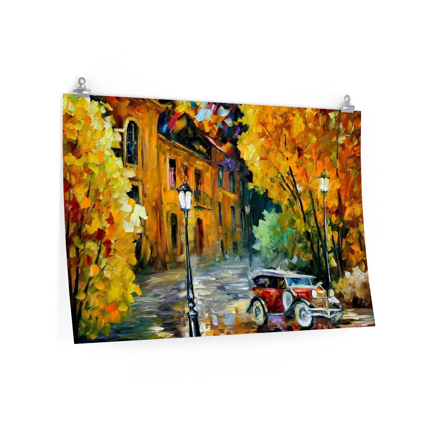 Colorful Car in the city street Premium Matte horizontal posters fine art, bestseller, famous art gift*