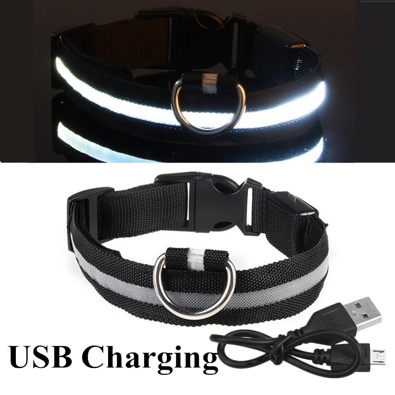 Adjustable LED Glowing Pet Collar Safety Collar rechargeable*