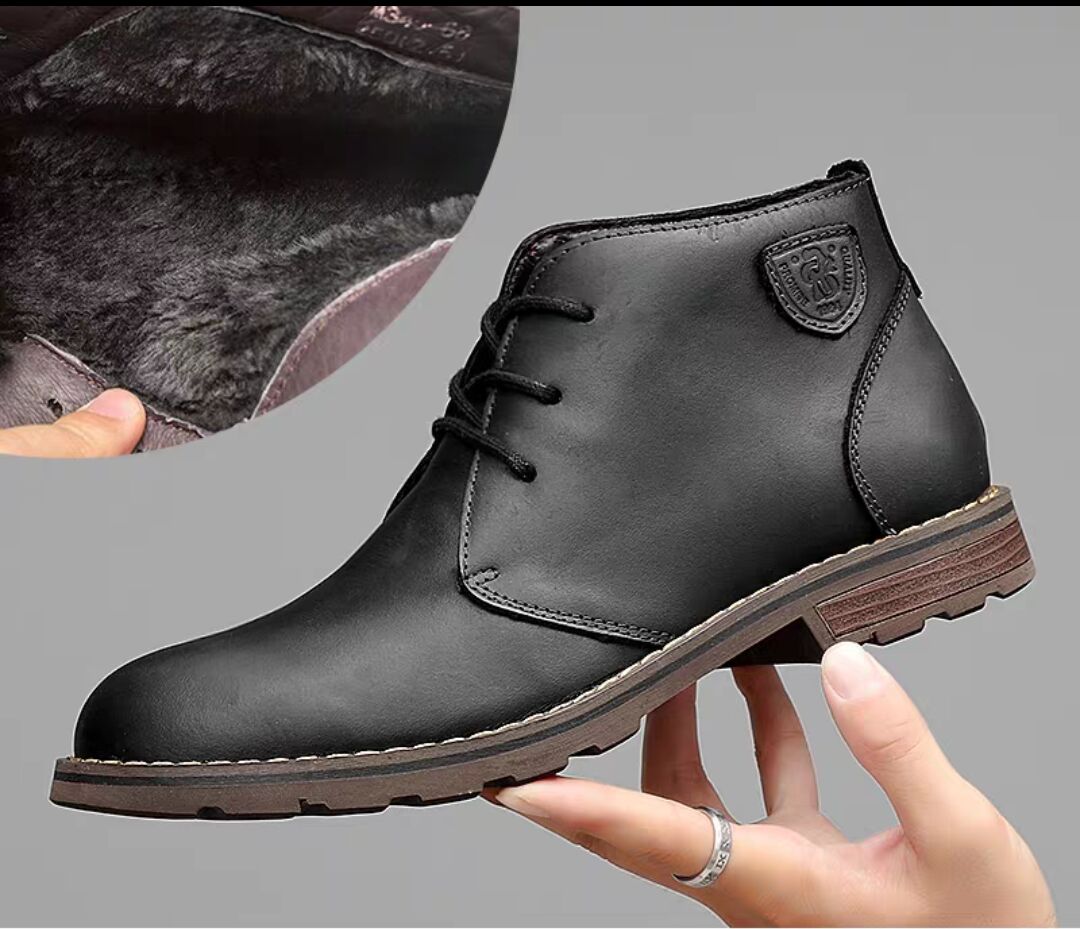 Leather Casual Mid-gang Crazy Horse Cowhide Round Head Doc Martens Boots *