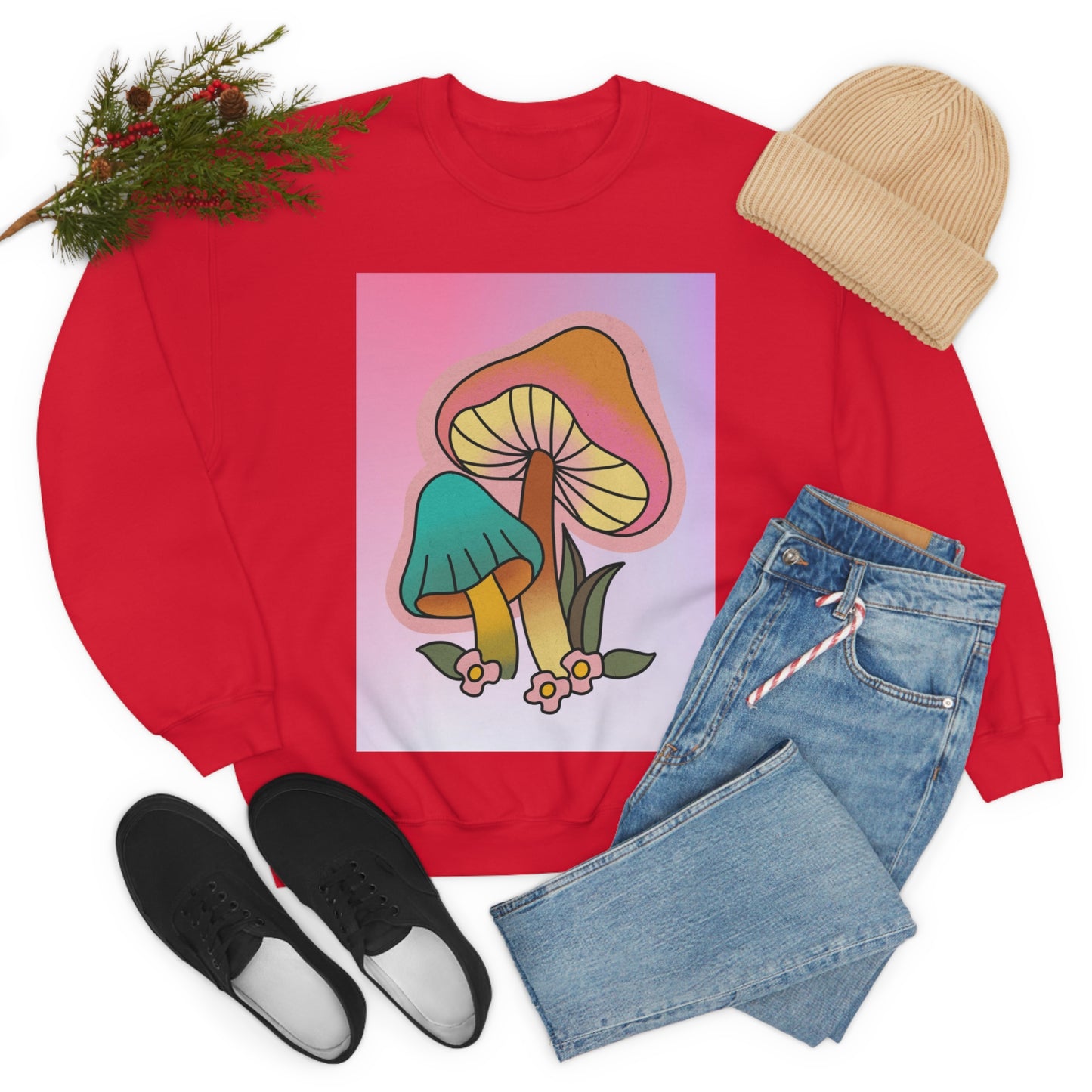 Retro Mushroom Unisex Heavy Blend Crewneck Sweatshirt*