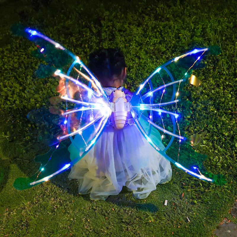 Girls Electrical Butterfly Wings* With Lights Glowing Shiny Dress Up Moving Fairy Wings For Birthday Wedding Christmas Halloween