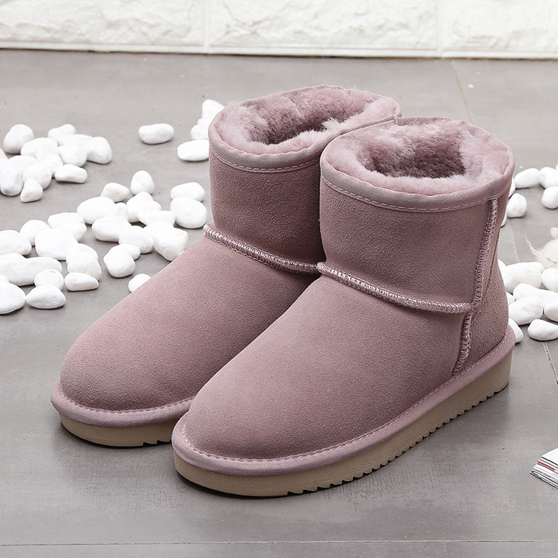 Snow Boots Women's Short Boots Flat Soled Plush Cotton Fleece Leather Boots* Ugg boots