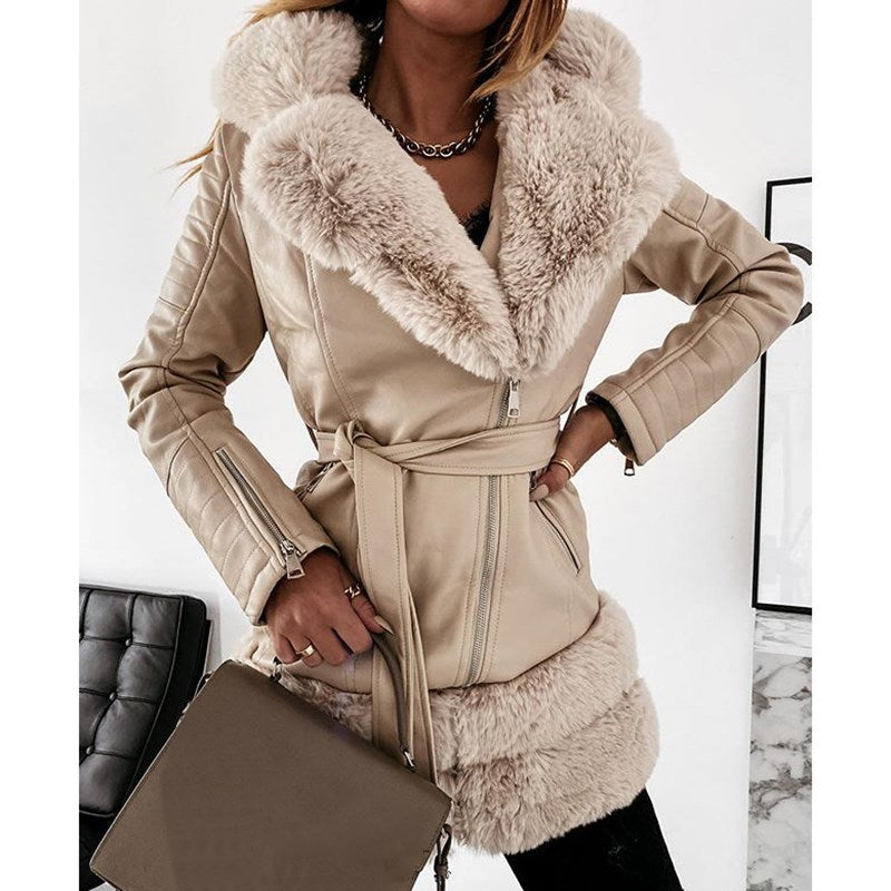 Fashion Women Leather Coats Fur Collar Jackets Ladies Jacket Black or Brown *