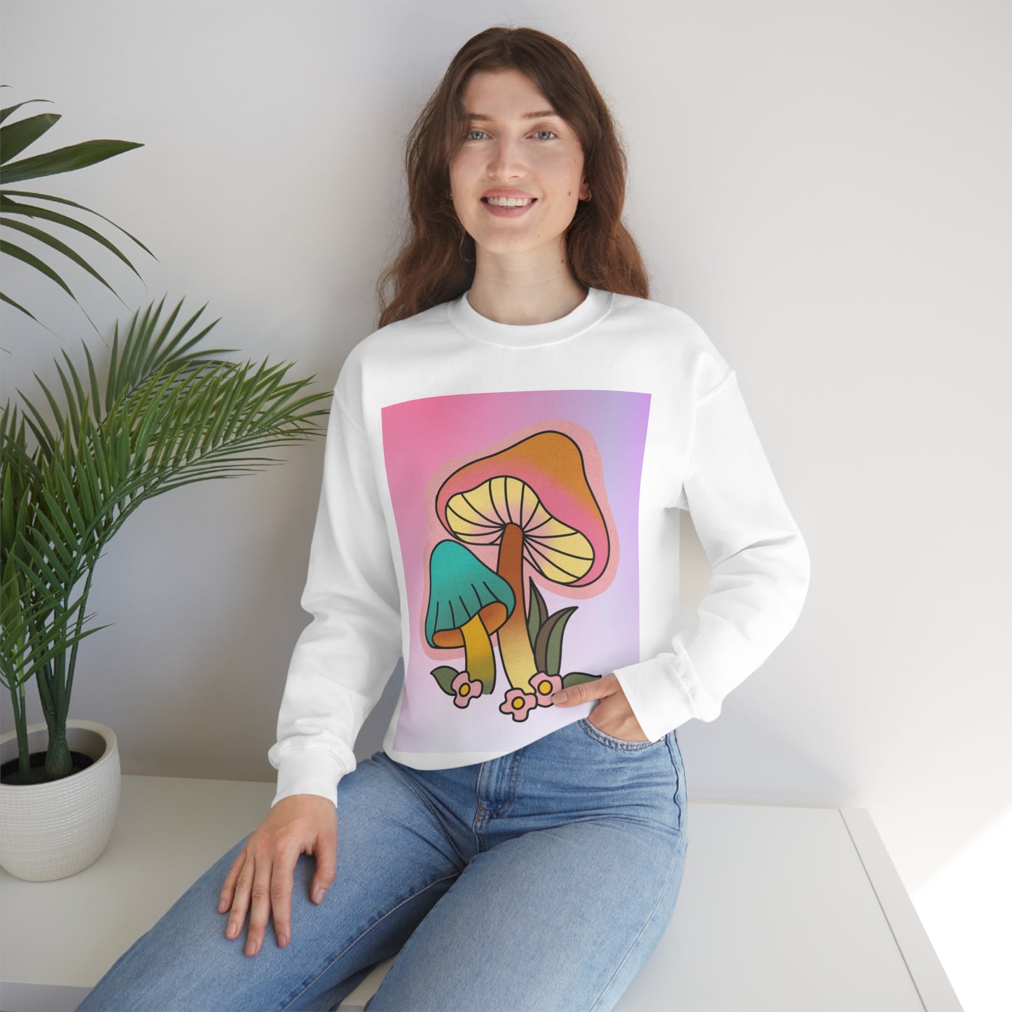 Retro Mushroom Unisex Heavy Blend Crewneck Sweatshirt*