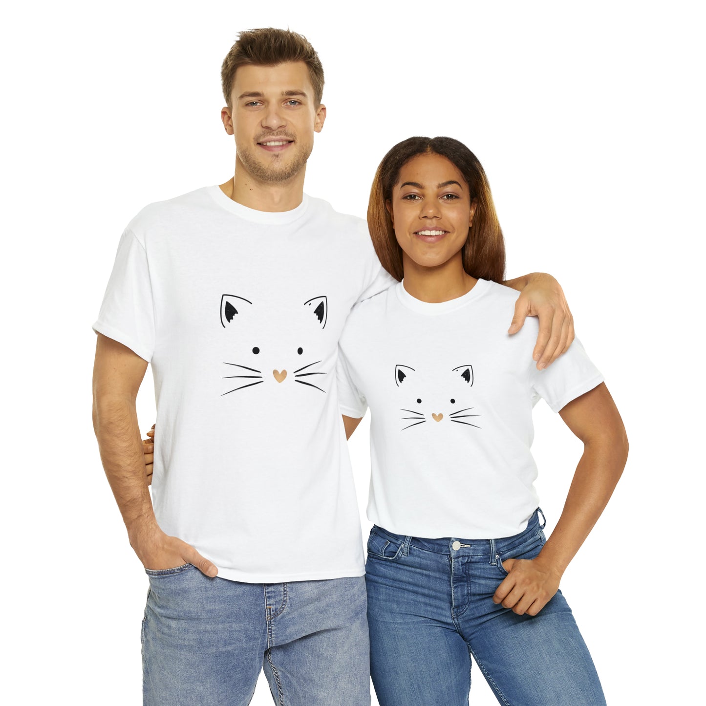 Cute Cat Unisex Heavy Cotton Tee Shirt*