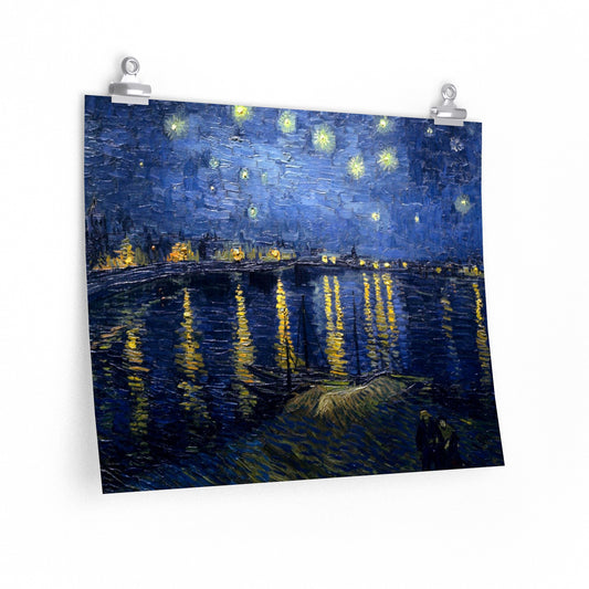 "Elevate Your Space with Van Gogh's City Sky over a Lake Premium Matte Posters *