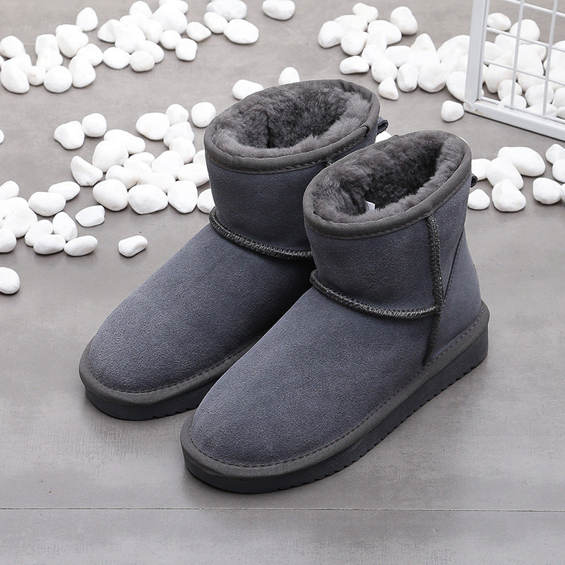 Snow Boots Women's Short Boots Flat Soled Plush Cotton Fleece Leather Boots* Ugg boots