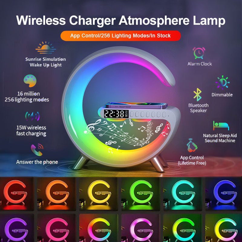 2023 New Intelligent LED Lamp Bluetooth Speaker* Wireless Charger Atmosphere Lamp App Control For Bedroom Home Decor