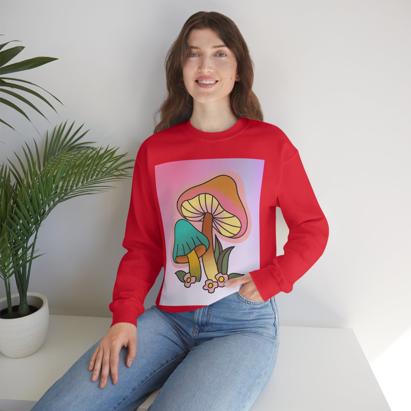 Retro Mushroom Unisex Heavy Blend Crewneck Sweatshirt*