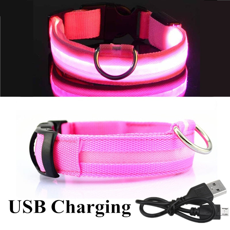 Adjustable LED Glowing Pet Collar Safety Collar rechargeable*