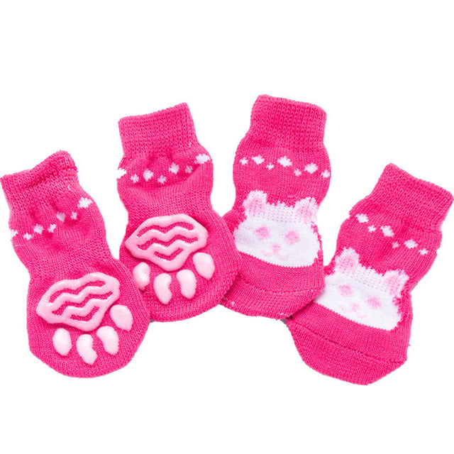 Non-slip 4Pcs Set Knitted Pet Socks*