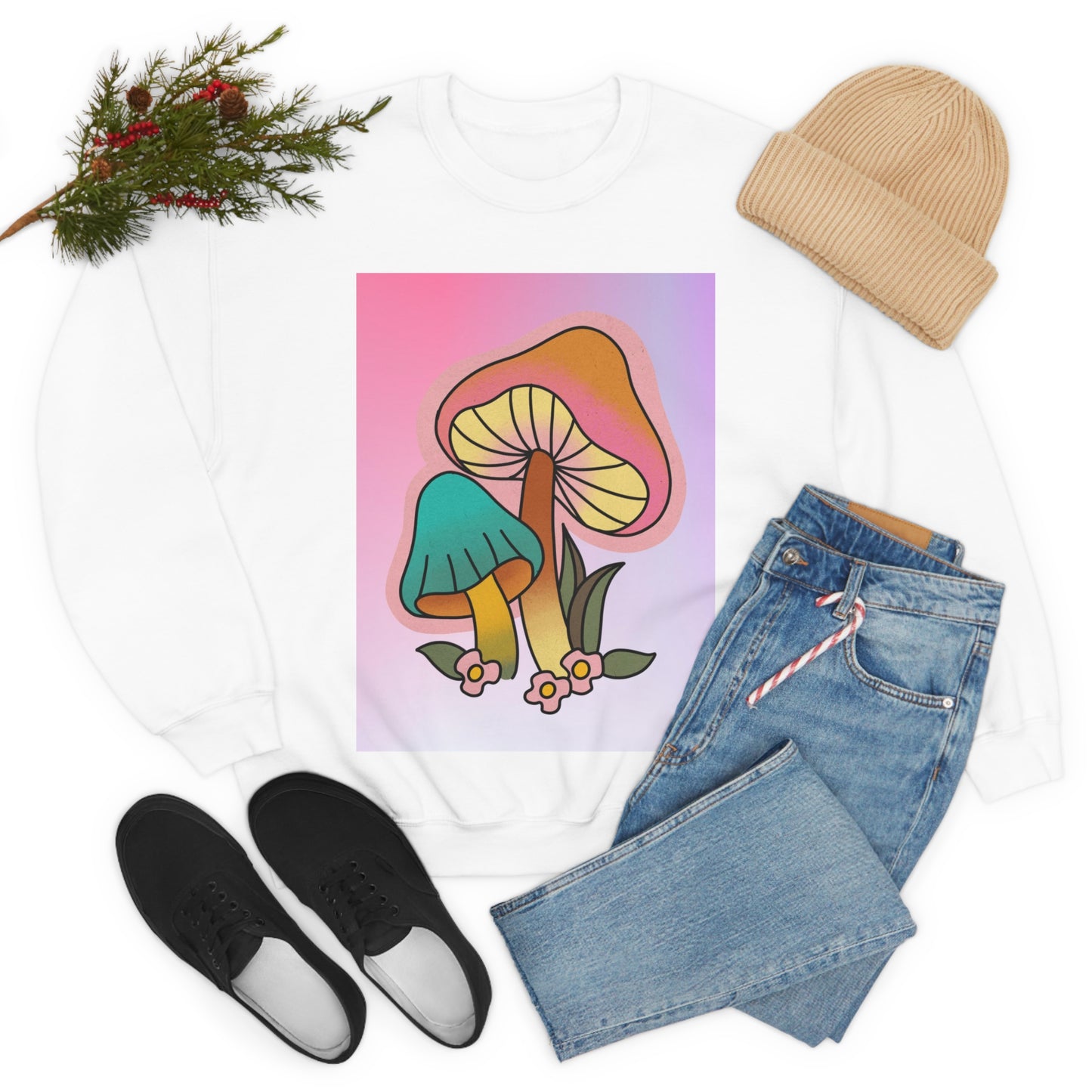 Retro Mushroom Unisex Heavy Blend Crewneck Sweatshirt*