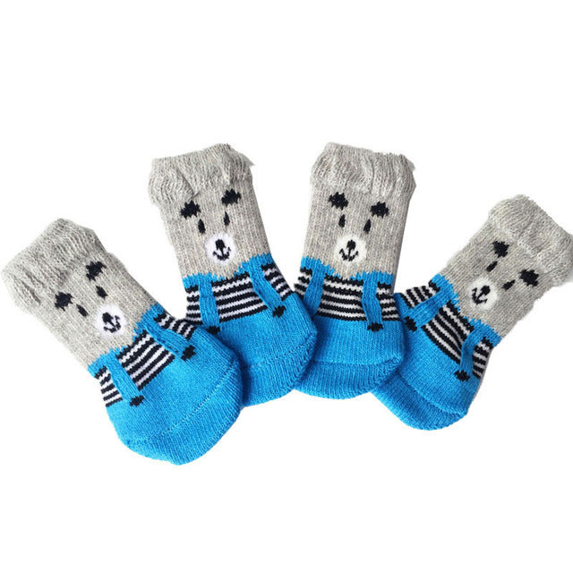 Non-slip 4Pcs Set Knitted Pet Socks*