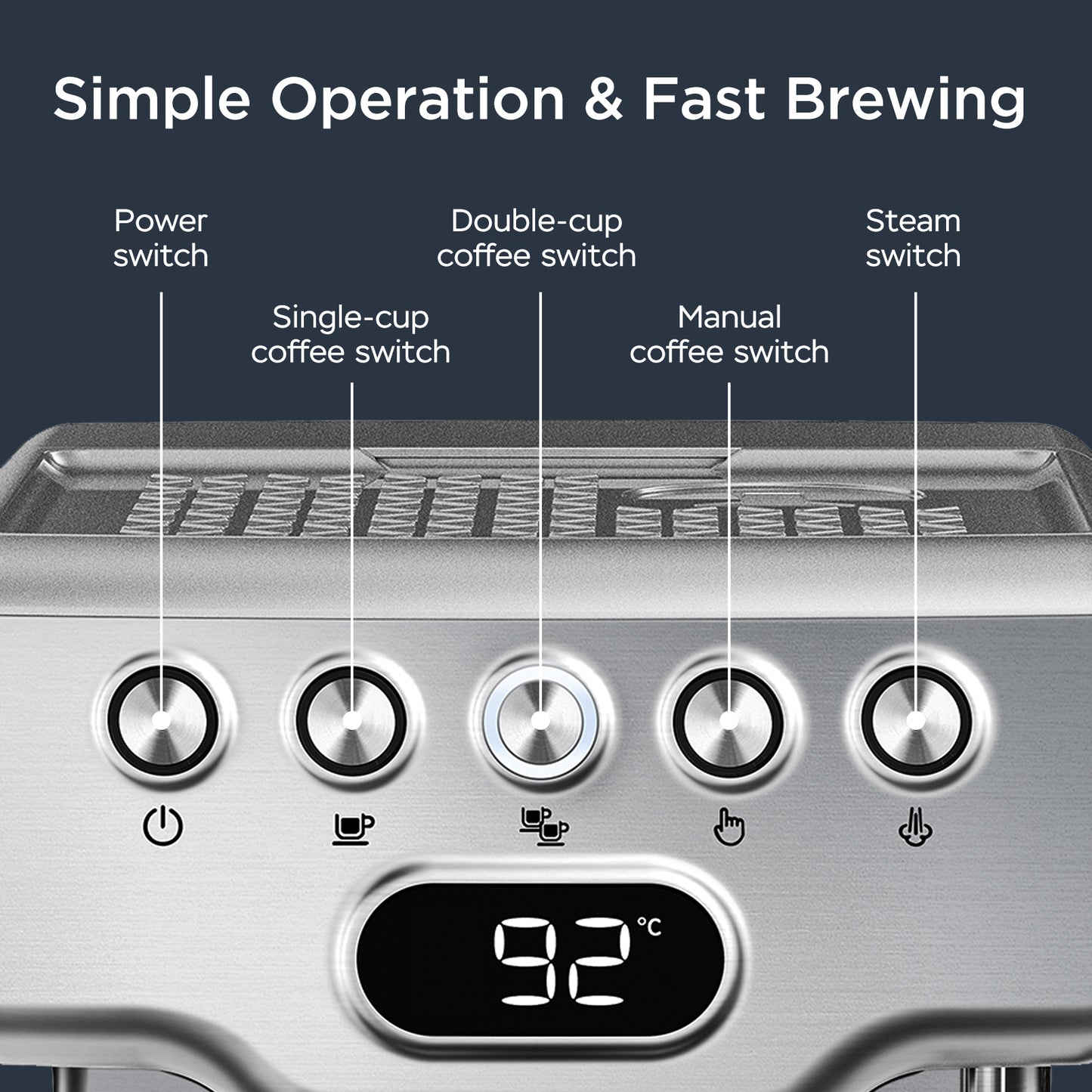 Geek Chef Espresso Machine, 20 Bar Espresso Machine With Milk Frother For Latte, Cappuccino, Macchiato, For Home Espresso Maker, 1.8L Water Tank, Stainless Steel*