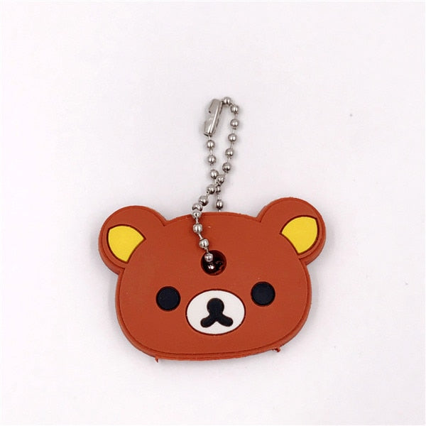 1Pcs Animal Cartoon Key Cover Cap Silicone Key Accessories PVC Soft Dog Cat Key Holder Key Chain For Girl Women Trinket Gift *
