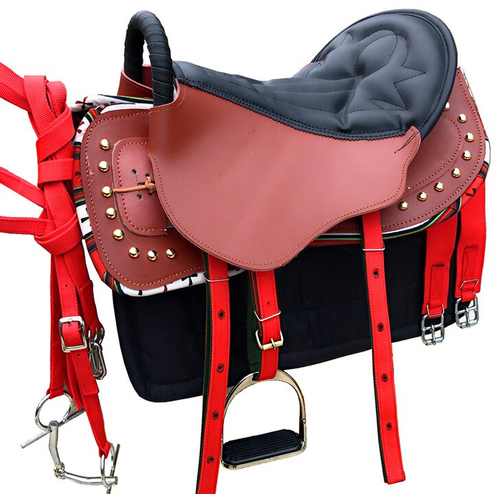 Horse Riding Saddle Pad Full Set horseback Riding Accessories Full Leather Saddle *