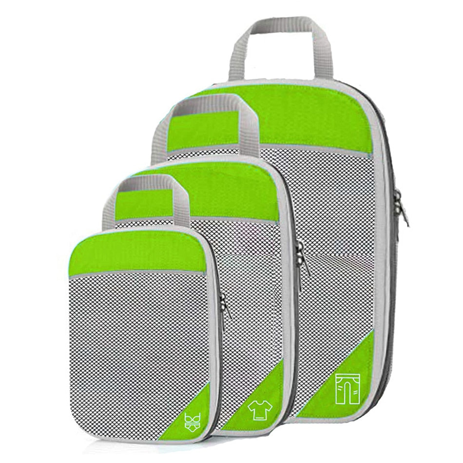 3/6PCS Compressed Packing Cubes Travel Storage Organizer* Set With Shoe Bag Mesh Visual Luggage Portable Lightweight Suitcase Bag