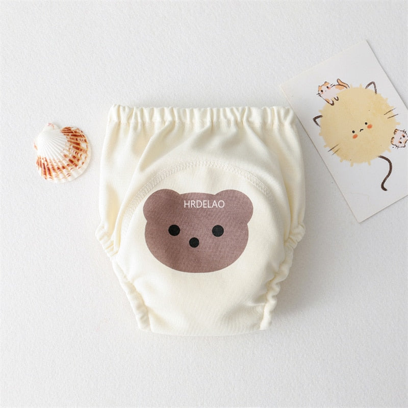 Baby Diaper Cartoon Cotton Animal Bear Squirrel Vegetable Waterproof Diaper Pockets Diapers Training Pants Gauze Diaper Learning Pants*