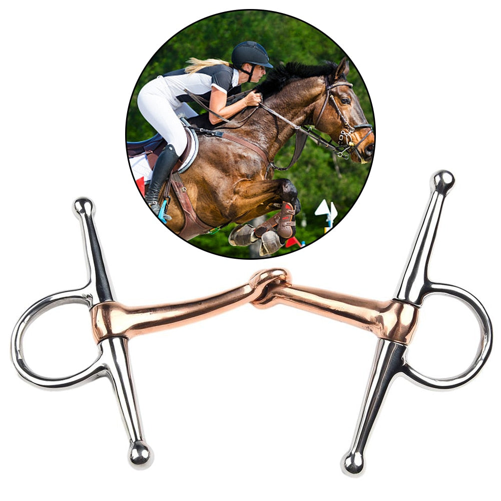 13 Cm Mouth Horse Tack Horse Bit Stainless Steel Horse Bits Full Cheek Snaffle Bit Copper Mouth Horse Tack Riding Accessories *