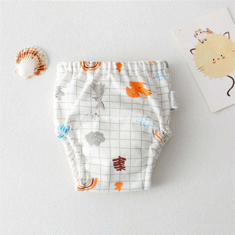 Baby Diaper Cartoon Cotton Animal Bear Squirrel Vegetable Waterproof Diaper Pockets Diapers Training Pants Gauze Diaper Learning Pants*