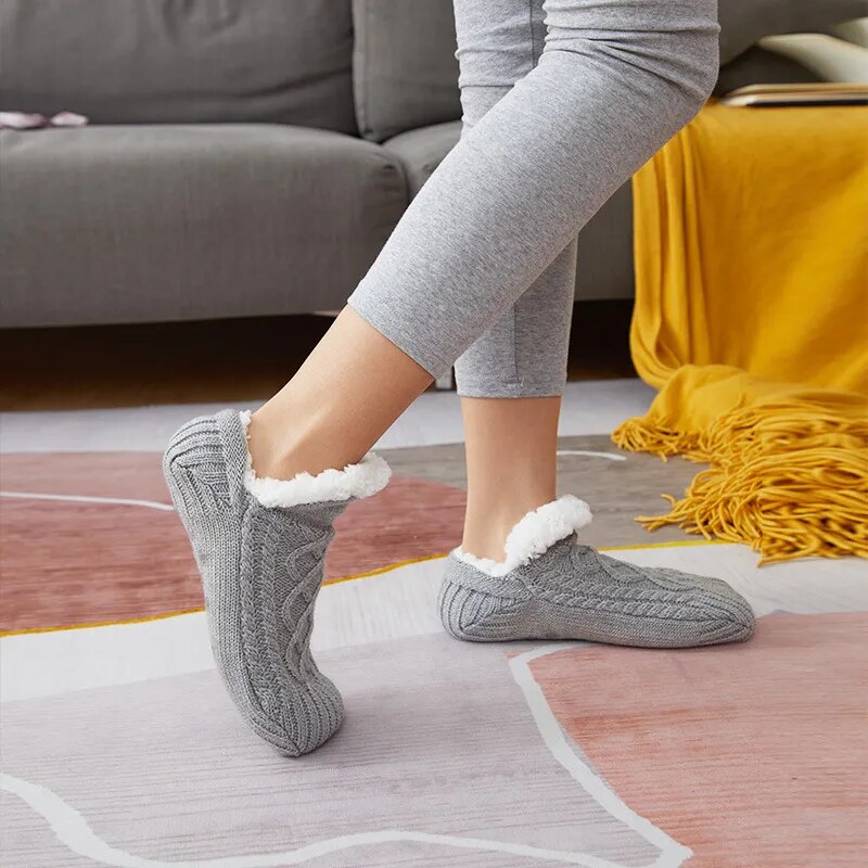 "Stay Cozy and Slip-Free with Our Huggle Fleece Non-Slip Socks for the Whole Family!"*