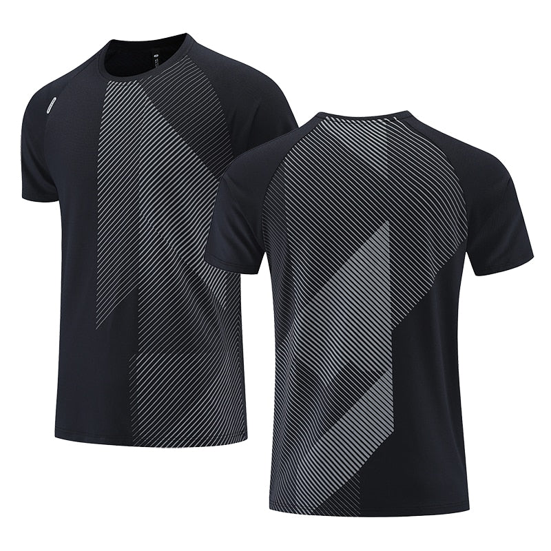 Quick Dry* Men Running T-shirt Fitness Sports Top Gym Training Shirt Breathable Jogging Casual Sportswear