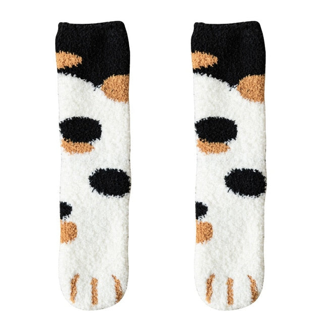 Dreamlikelin Kawaii Cartoon White Socks for Women Cute 3d Dog Cat Paw Pattern Female Fleece Warm Funny Socks Home Floor Sleeping*