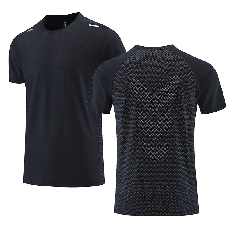 Quick Dry* Men Running T-shirt Fitness Sports Top Gym Training Shirt Breathable Jogging Casual Sportswear