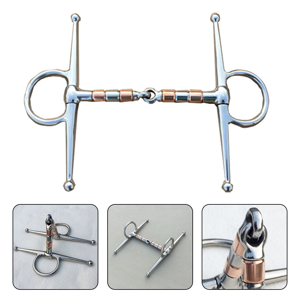 13cm Stainless Steel Horse Bit Full Cheek Snaffle Bit  Copper Mouth Horse Tack Horse Riding Accessories Parts *