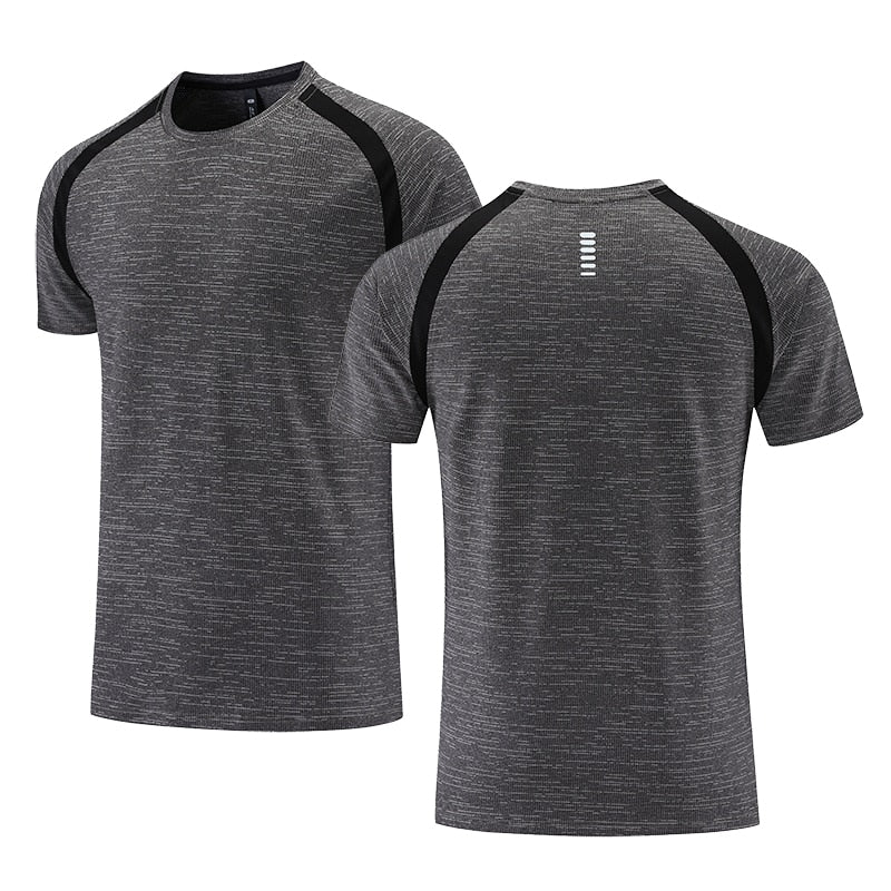 Quick Dry* Men Running T-shirt Fitness Sports Top Gym Training Shirt Breathable Jogging Casual Sportswear