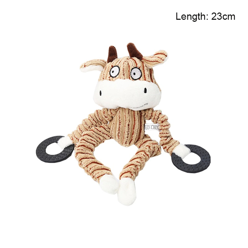 Fun Pet Toy Donkey Shape Corduroy Chew Toy *For Dogs Puppy Squeaker Squeaky Plush Bone Molar Dog Toy Pet Training Dog Accessories