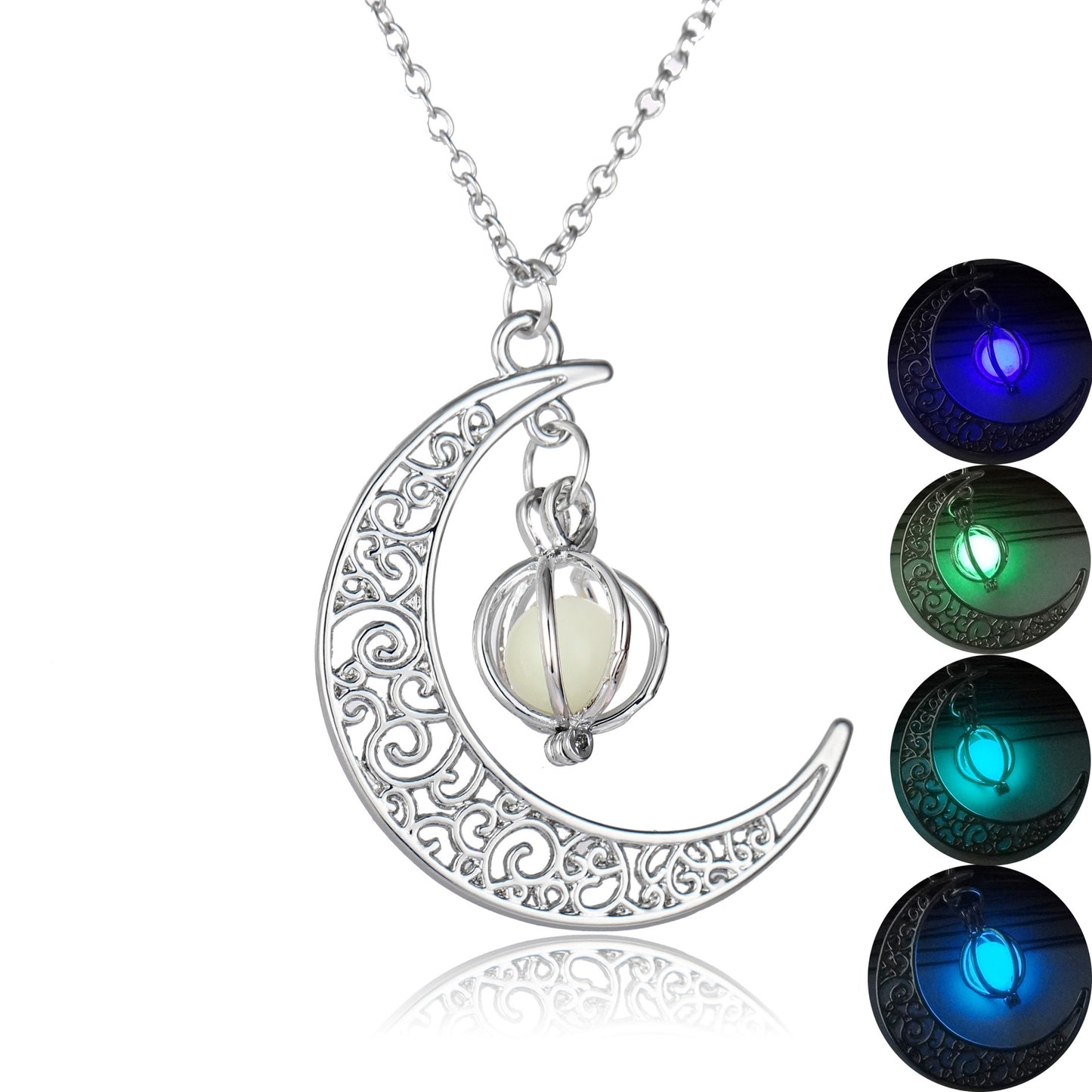 Fashion Moon Natural Glowing Stone Healing Necklace *Women Gift Charm Luminous Pendant Necklace Jewelry