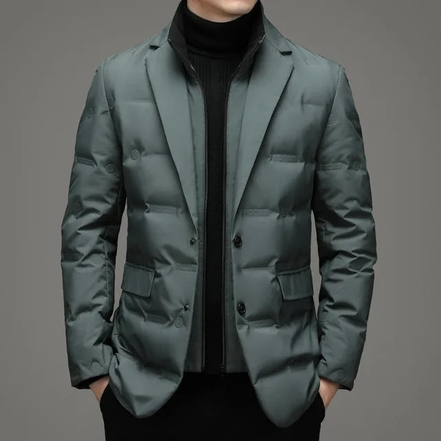 Men's Winter Fake Two-piece Warm Blazer *