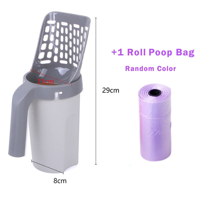 Portable Self-cleaning Pet Litter Box Scoop with bag Cat litter scoop*