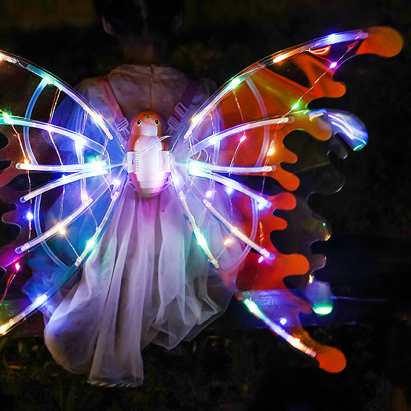 Girls Electrical Butterfly Wings* With Lights Glowing Shiny Dress Up Moving Fairy Wings For Birthday Wedding Christmas Halloween