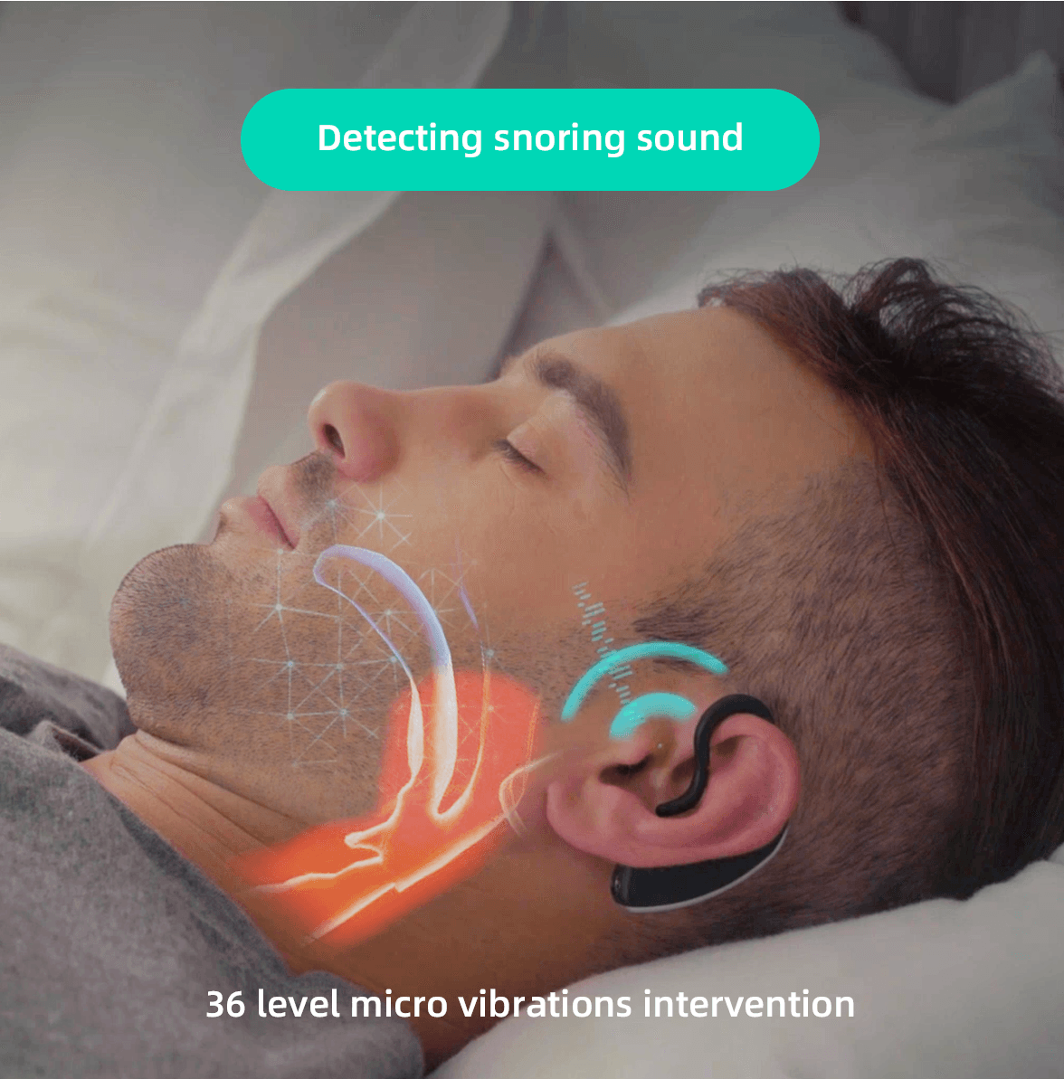 24 Hours Bluetooth Anti-snoring Device * Charge Snore Earset Snore Stopper Sleeping Aid Snoring Analyzes Sleep Datas Good Sleep