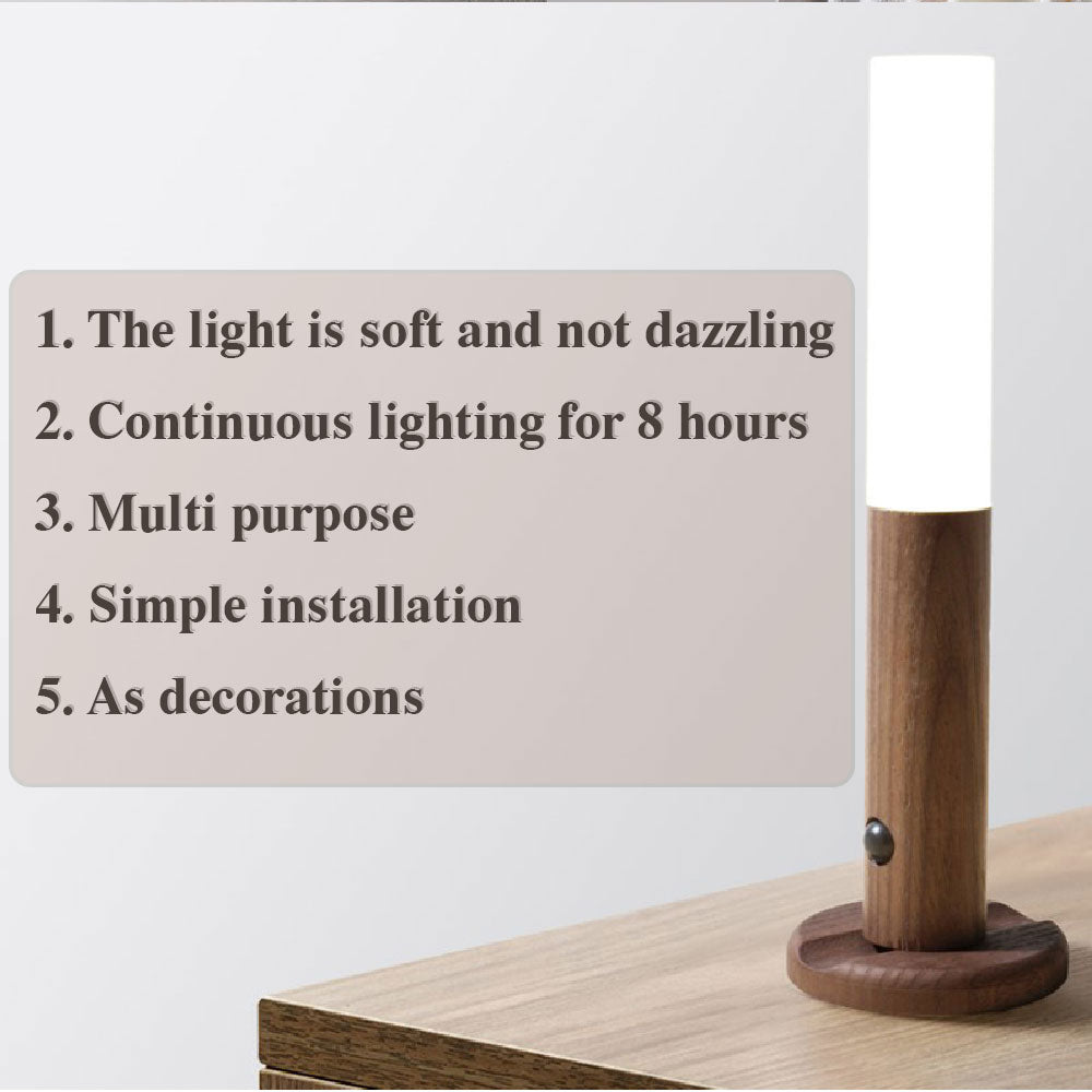 Auto LED* USB Magnetic Wood Wireless Night Light Corridors Porch Lights PIR Motion Sensor Wall Light Cabinet Lamp