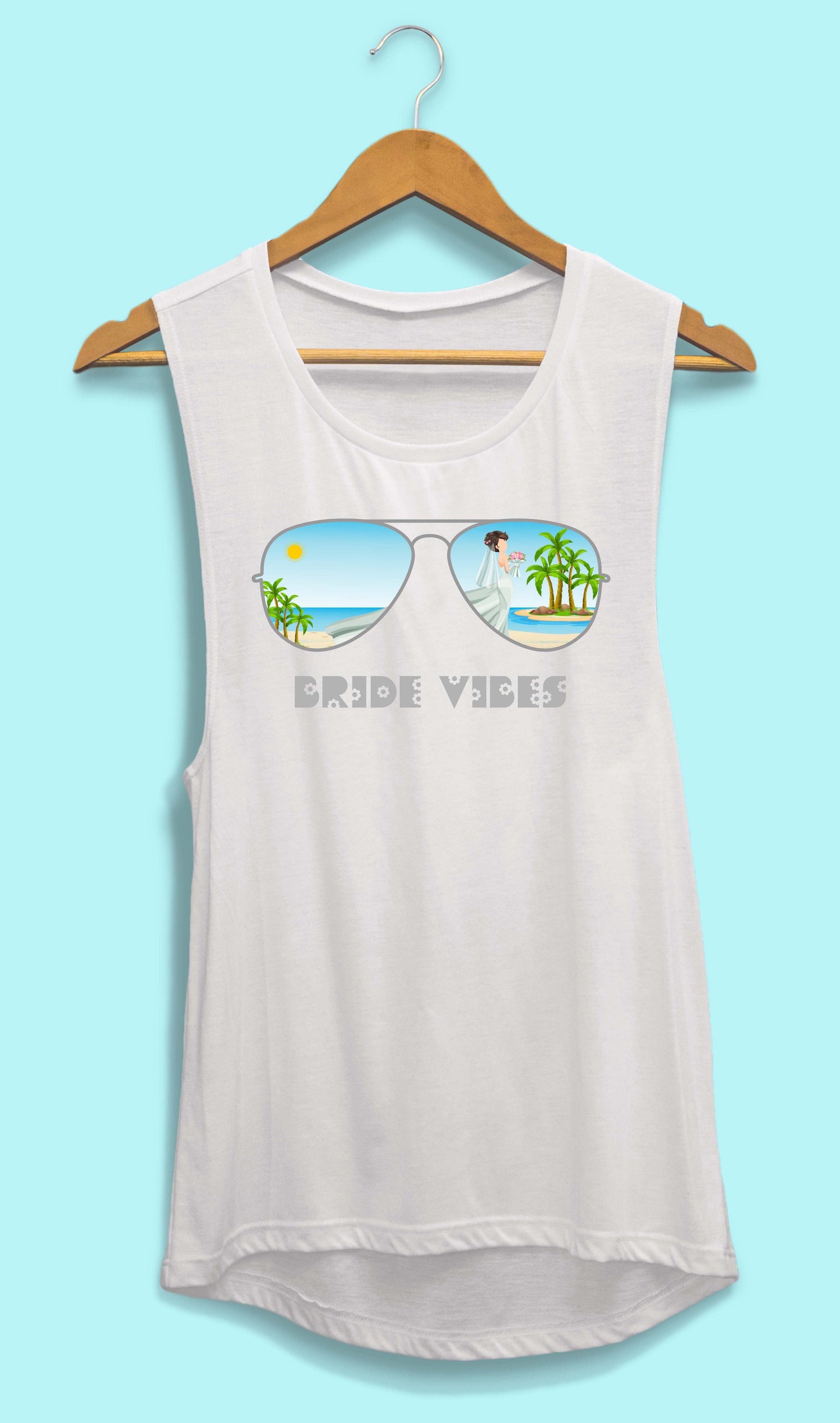 Aviator Bride Vibes 😎  | Beach Vibes - Bachelorette Beach Party Flowy Muscle Tank Tops*