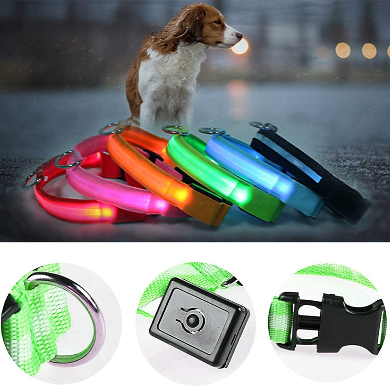 Adjustable LED Glowing Pet Collar Safety Collar rechargeable*