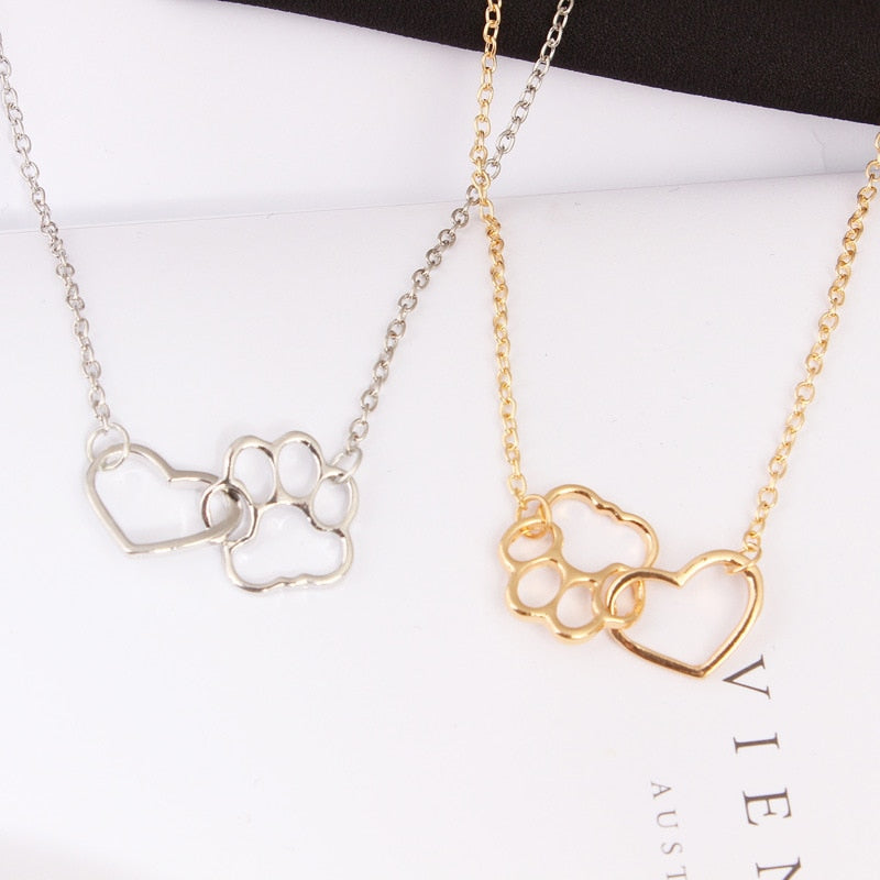 Pet Paw Love Heart Necklace*