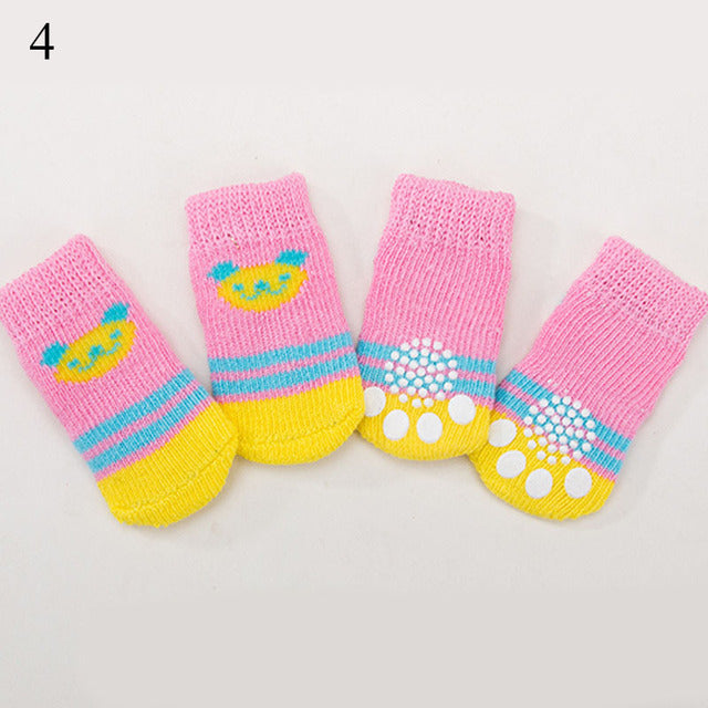 Non-slip 4Pcs Set Knitted Pet Socks*